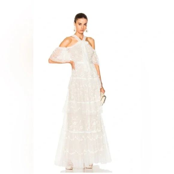 Needle & Thread primrose gown in Ivory / White - Picture 2 of 3